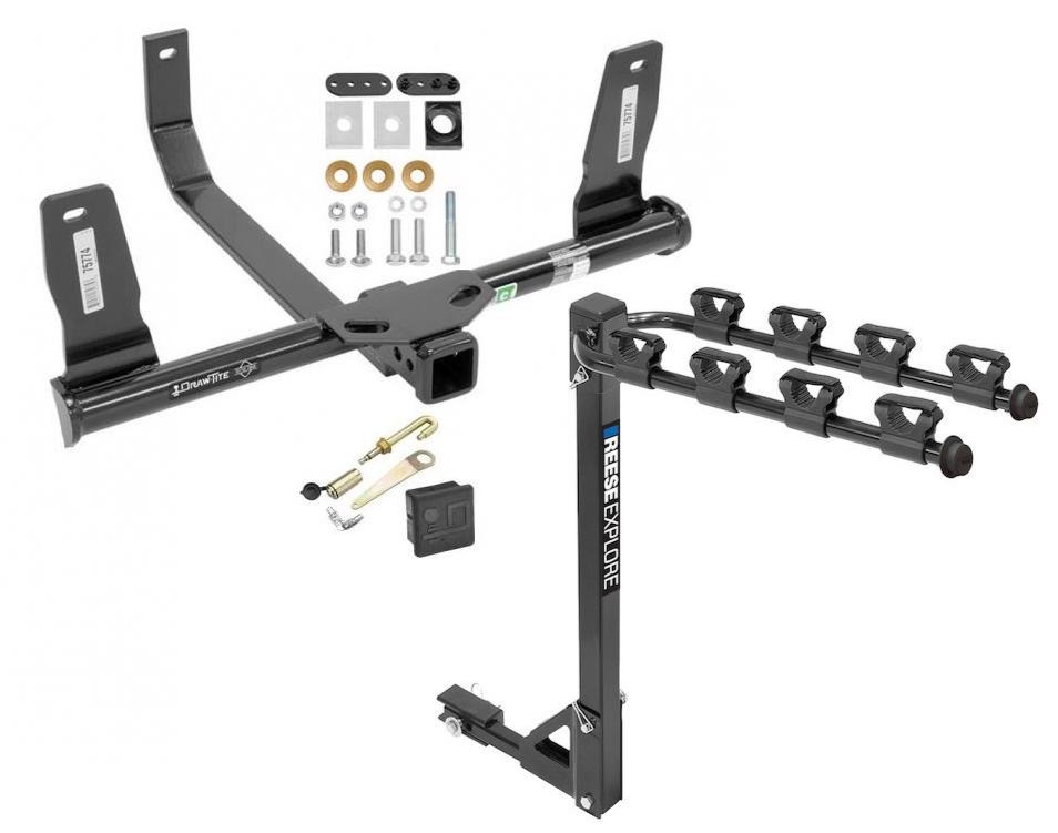 Trailer Tow Hitch w 4 Bike Rack For 10 15 Mercedes Benz GLK350 tilt away adult or child arms fold down carrier w Lock and Cover TrailerJacks